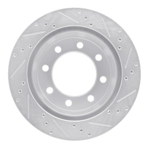 Dodge Ram 3500 Brake Rotor (1) - Rear Left - R1 Concepts - Drilled & Slotted - Silver - `00-`02
